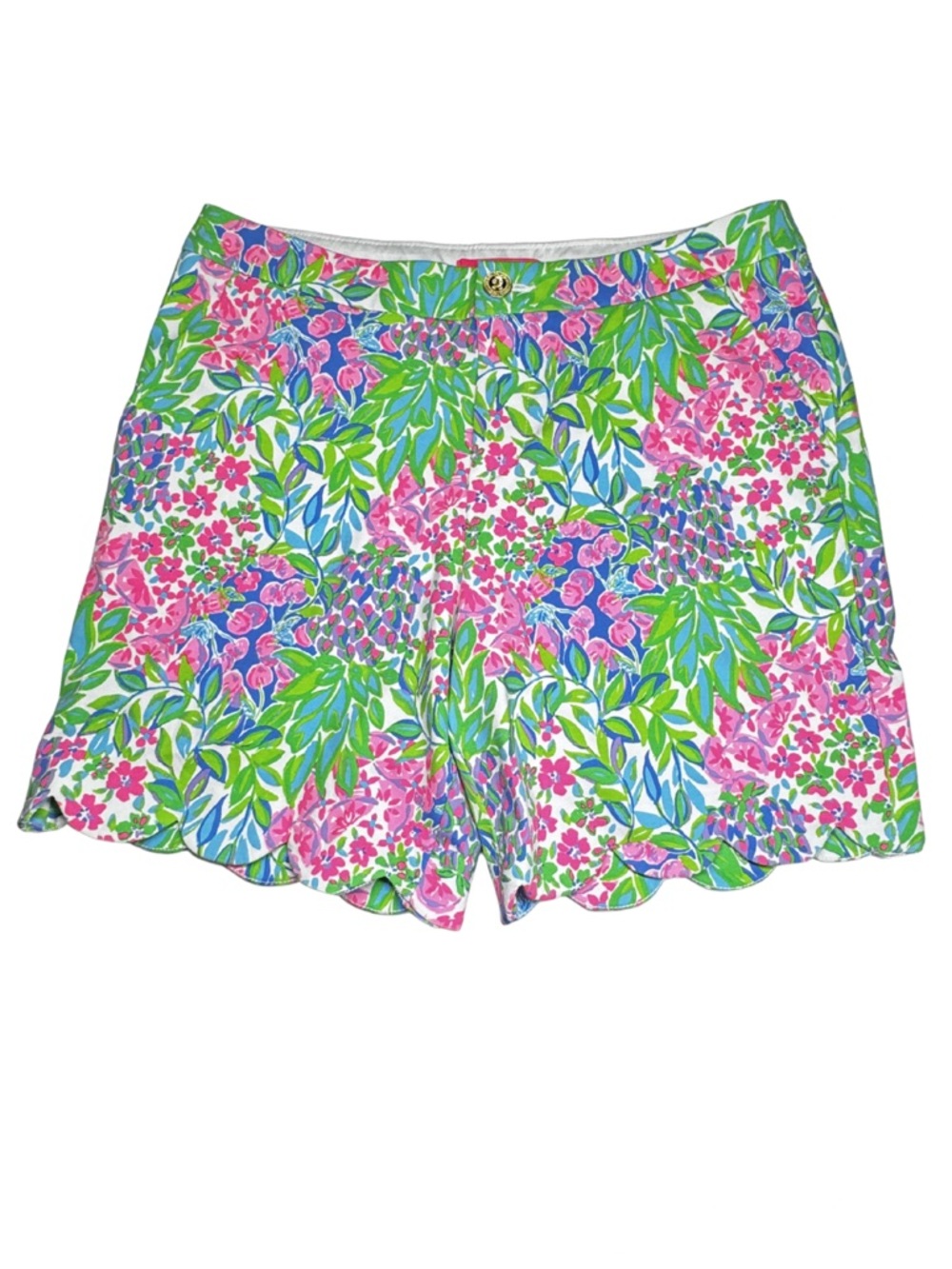 Lilly Pulitzer cherry on top Reggie knit shorts 10 NWT scalloped trim floral
